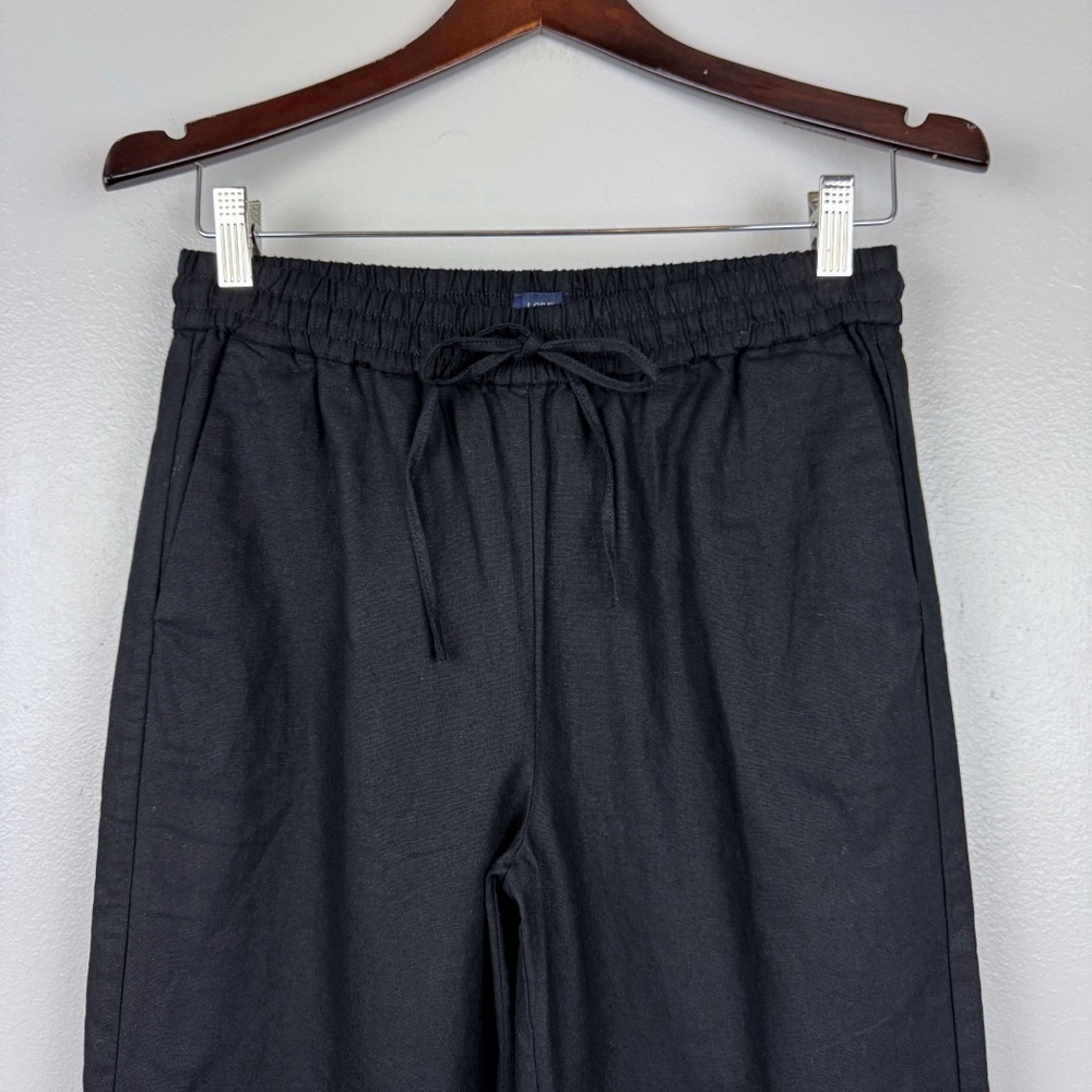 J. Crew Linen Blend Slim Wide Leg Drawstring Pants Black Size 2 NWT - Picture 4 of 9
